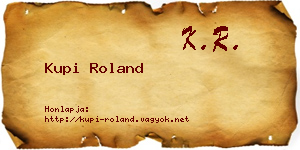 Kupi Roland névjegykártya